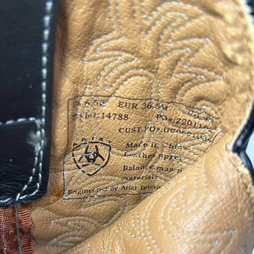 ARIAT Fatbaby Women’s Black Leather Round Toe Cowboy Cowgirl Western Boots 6.5 B - Picture 8 of 10